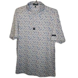 Bad Birdie Rally Time Golf Polo Shirt Men Large Botanical Tennis Pickleball